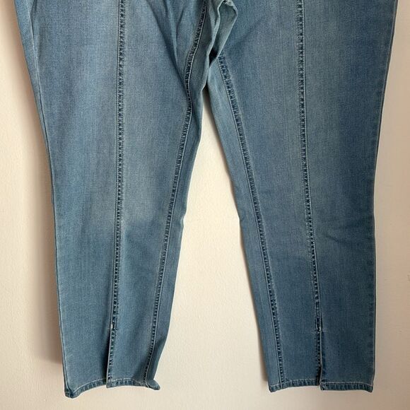 QVC Lisa Rinna Collection Skinny Slit Front Hem Ankle light wash stretch Jean 16 - Picture 4 of 14